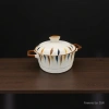 Cartoon underglaze color double-ear ceramic instant noodle bowl with lid, student dormitory instant noodle bowl, household hand-painted soup bowl Specification image